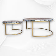 MOP Inlay Nesting Table Set Floral Black 1