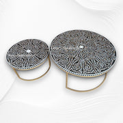 MOP Inlay Nesting Table Set Floral Black 3
