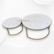 MOP Inlay Nesting Table Set Floral White 4