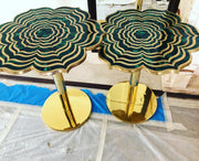 Malachite Flower Accent Table In Brass 4