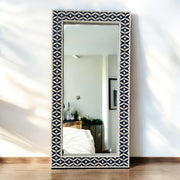 Maya Bone Inlay Floor Mirror Navy Blue