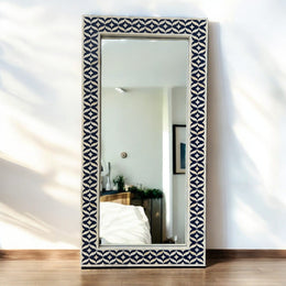 Maya Bone Inlay Floor Mirror Navy Blue