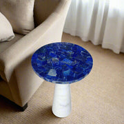 Miami Round Marble Accent Table with Lapis Lazuli Top 1