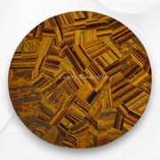 Miami Round Marble Accent Table with Yellow Tiger Eye Top 2