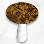 Miami Round Marble Accent Table with Yellow Tiger Eye Top 4