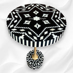 Modern ikat bone inlay end table in black for stylish home decor