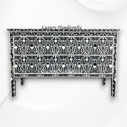 Moghul Flower Bone Inlay 2 Drawer Chest Black 5