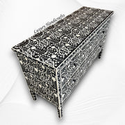 Moghul Flower Bone Inlay 2 Drawer Chest Black 2