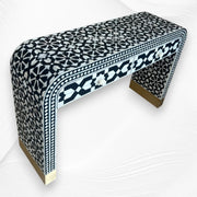 Moroccan Bone Inlay Waterfall 2 Drawers Console Black 2