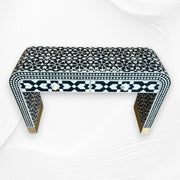 Moroccan Bone Inlay Waterfall 2 Drawers Console Black 4