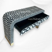 Moroccan Bone Inlay Waterfall 2 Drawers Console Black 3