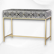 Moroccan Bone Inlay 3 Drawer Console Black 1