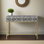 Moroccan Bone Inlay 3 Drawer Console Black