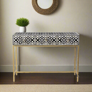 Moroccan Bone Inlay 3 Drawer Console Black