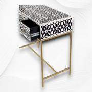 Moroccan Bone Inlay 3 Drawer Console Black 2