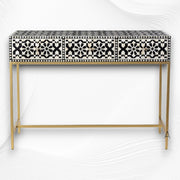 Moroccan Bone Inlay 3 Drawer Console Black 4