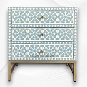 Moroccan Bone Inlay 3 Drawer Nightstand Rain Grey 4