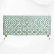 Bone Inlay Moroccan 9 Drawer Chest Green 7