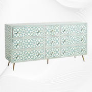 Bone Inlay Moroccan 9 Drawer Chest Green 2