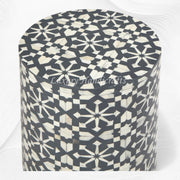 Moroccan Bone Inlay Round Side Table Black 1