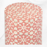 Moroccan Bone Inlay Round Side Table Orange 1