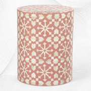 Moroccan Bone Inlay Round Side Table Orange 3