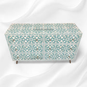Bone Inlay Dresser Moroccan 6 Drawers Mint Green 1