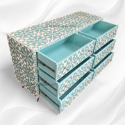 Bone Inlay Dresser Moroccan 6 Drawers Mint Green 2