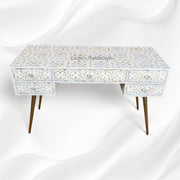 Moroccan MOP Inlay 5 Drawer Desk Cream 4
