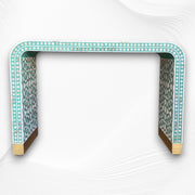 Moroccan MOP Inlay Waterfall Console Table Green 5
