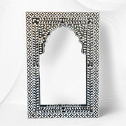 Mother Of Pearl Inlay Geometric Floral Mirror Black 4