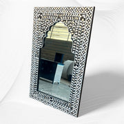 Mother Of Pearl Inlay Geometric Floral Mirror Black 2