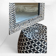 Mother Of Pearl Inlay Geometric Floral Mirror Black 3