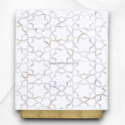 Mother Of Pearl Inlay Star Side Table Brass Base White 4