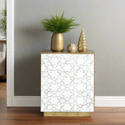 Mother Of Pearl Inlay Star Side Table Brass Base White 1
