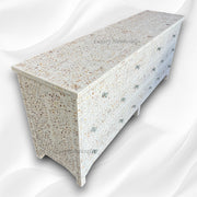 White Mother Of Pearl Inlay sideboard 10 Drawers 2
