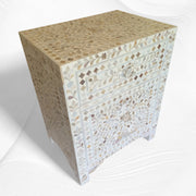 Mother Of Pearl Floral Inlay Large Drawer Bedside White