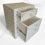 Mother Of Pearl Floral Inlay Large Drawer Bedside White
