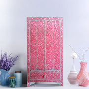 Mother of Pearl Inlay Armoire Floral Mint Pink