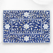 Mother Of Pearl Inlay Floral 2 Drawer Bedside Blue