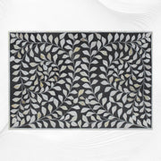 Mother Of Pearl Inlay Floral 3 Drawer Bedside Black