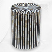 Mother Of Pearl Inlay Stripe Side Table Black 3