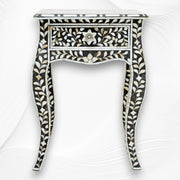 Mother of Pearl Inlay Curved Leg Table Black 5