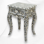 Mother of Pearl Inlay Curved Leg Table Black 2