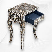 Mother of Pearl Inlay Curved Leg Table Black 3