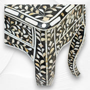 Mother of Pearl Inlay Curved Leg Table Black 4