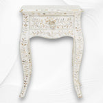 Mother of Pearl Inlay Curved Leg Table White 5