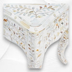 Mother of Pearl Inlay Curved Leg Table White 4