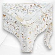 Mother of Pearl Inlay Curved Leg Table White 4