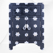 Mother Of Pearl Star 1 Drawer 2 Door Bedside Table Black